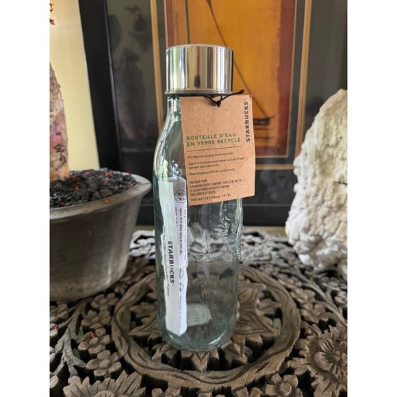 Starbucks Siren Mermaid Logo Recycled Glass Water Bottle NEW 20 fl oz - Picture 2 of 3